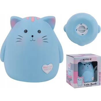 Pokladnička Pokladnička pro děti plastová otevírací modrá kočka Kite