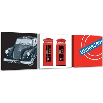 Obraz Obraz tryptych Britské symboly 90x30