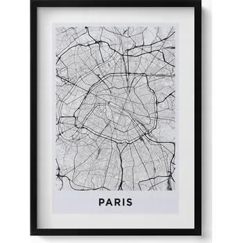 Obraz Dekorace obraz s grafikou v krásném rámu Mapa města Paříž Francie 50x70 cm