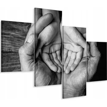 Obraz Obraz Čtyřdílný Černobílý RUCE 3D Efekt 240x150