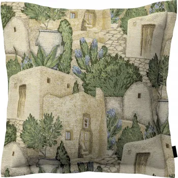 Polštář Povlak na polštář 45x45 pískově zelený, středomořský motiv