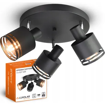 Stropní svítidlo Luxolar černé kovové industriální E27 3 světelné body
