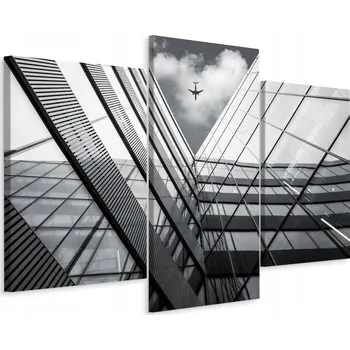 Obraz Obraz Triptych MRAKODRAPY Letadlo Oblaka 3D 120x80