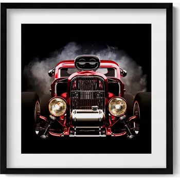 Obraz Ozdobný obraz v černém rámu do obýváku Starý veterán auto 50x50 cm