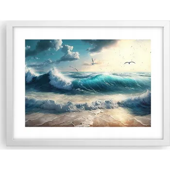 Obraz Obraz plakát v bílém rámu do obýváku 40x30 moře foto plakáty na zeď