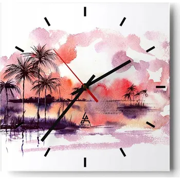 Hodiny Velké nástěnné hodiny 40x40 Krajina Skleněné hodiny Tiché