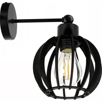 Nástěnné svítidlo Nástěnné svítidlo černé na 1x E27 pevné loft KOULE Dřevo černé