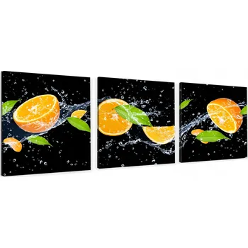 Obraz OBRAZY TRYPTYCH DO KUCHYNĚ JÍDELNY na zeď POMERANČE VE VODĚ