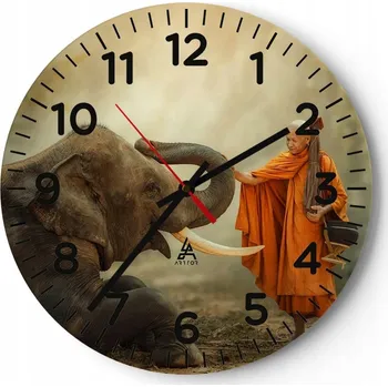 Hodiny Nástěnné hodiny do obýváku 40x40 Asie Kulatý Skleněné hodiny Loft Tiché