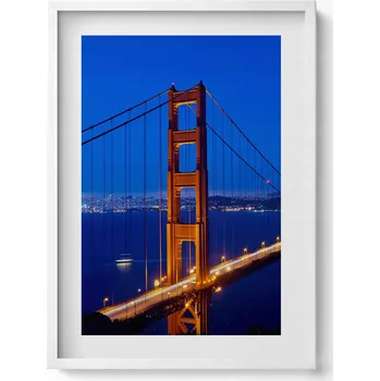 Obraz Dekorace, obraz s grafikou v krásném rámu: Pohled na most Golden Gate, 50x70 cm