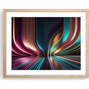 Obraz Obraz plakát na zeď v rámu světlý dub 50x40 linie foto plakáty do obýváku