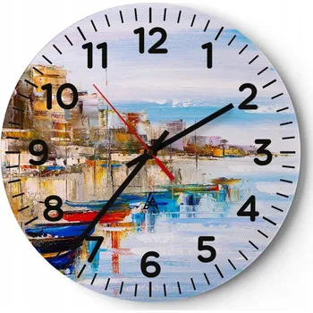 Hodiny Kuchyňské nástěnné hodiny 30x30 Krajina Moderní Skleněné hodiny do obýváku Tiché