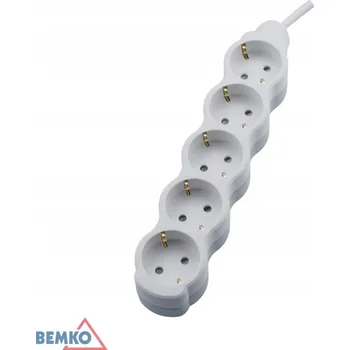 Napájecí kabel PRODLUŽOVACÍ KABEL SCHUKO 5 zásuvek, 3 metry, bílý, kvalitní polské značky BEMKO