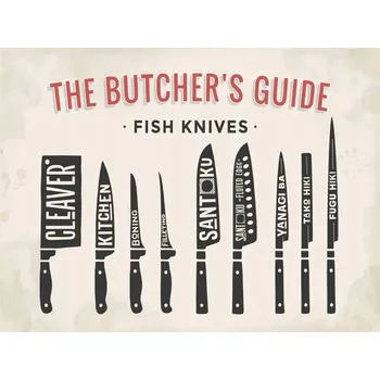 Obraz Cedule The Butchers Guide - Fish Knives