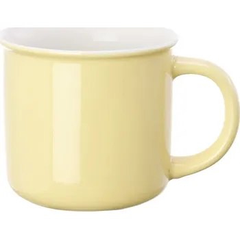 AveTech Žlutý porcelánový hrnek s bílým lemem imitující smalt