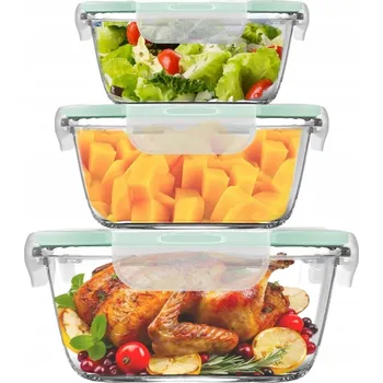 Dóza na potraviny SKLENĚNÉ DÓZY NA POTRAVINY, HERMETICKÉ OBĚDOVÉ BOXY, SADA 3ks Corio