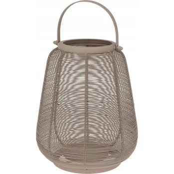 Svícen SVÍTILNA NA SVÍČKU SVÍCEN S DRŽÁKEM BÉŽOVÁ KOVOVÁ LUCERNA 16,5x19 cm