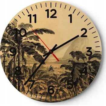 Hodiny Nástěnné hodiny do obýváku 40x40 Krajina Kulatý Skleněné hodiny Loft Tiché