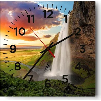 Hodiny Nástěnné hodiny do obýváku 40x40 Krajina Bezhluczne Skleněné hodiny Tiché