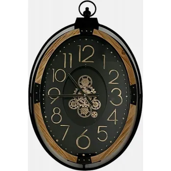 Hodiny OVÁLNÉ HODINY NA ZEĎ ČERNÉ DŘEVĚNÉ DO OBÝVÁKU