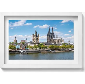 Obraz Nástěnný obraz v bílém rámu do obýváku kuchyně Panorama Kolín nad Rýnem 30x20 cm