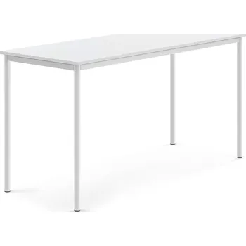 Jídelní stůl Stůl SONITUS, 1800x700x900 mm, bílé nohy, HPL deska tlumící hluk, bílá