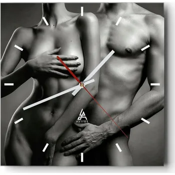 Hodiny Nástěnné hodiny do kuchyně 30x30 Žena Stylové hodiny na skle Loft Tiché