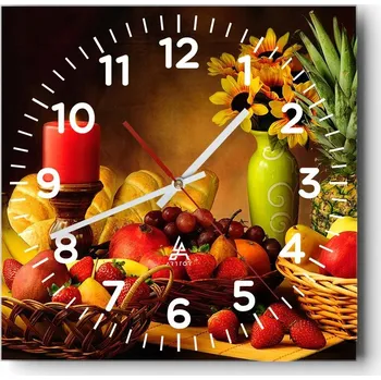 Hodiny Kuchyňské nástěnné hodiny 30x30 Gastronomie Skleněné hodiny do obýváku Tiché