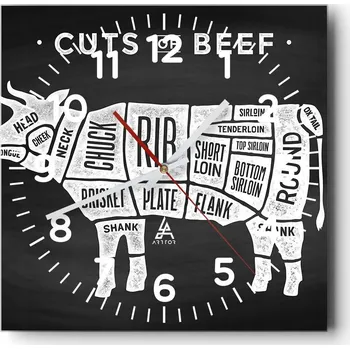 Hodiny Nástěnné hodiny do obýváku 40x40 Gastronomie Bezhlučné hodiny na skle Tiché