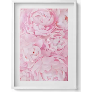 Obraz Dekorativní nástěnný obraz s bílým rámem a loft grafikou Kvetoucí květy 50x70 cm