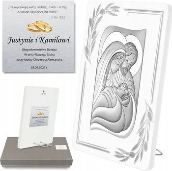 Obraz STŘÍBRNÝ OBRAZ SVATÁ RODINA SVATBA KŘEST JUBILEUM GRAVÍROVÁNÍ