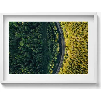 Obraz Dekorace obraz s grafikou v krásném rámu Les z dronu - hora Sněžka 70x50 cm