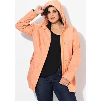 Pánská softshellová bunda Ulla Popken, Plus size Softshellová dlouhá bunda, nepromokavá, vzor kapek deště, kapuce pro plnoštíhlé nadměrná velikost, 837623653-1130, oranžový, 50/52, Nadměrné velikosti, Plus size oblečení, Oblečení pro boubelky, Oblečení pro baculky, Oblečení pro pl