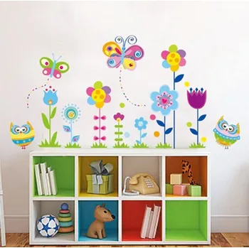 Obraz Samolepky na zeď květiny na stěnu kytky sovy