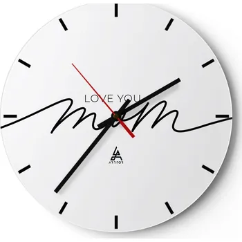 Hodiny Nástěnné hodiny do kuchyně 30x30 Typografie Skleněné hodiny do obýváku Tiché