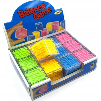 Hlavolam Dovednostní hra Balancující LABYRINT 3D Hra Kostka 12 ks (KARTON)