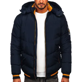 Pánská parka Tmavě modrá pánská prošívaná zimní bunda Bolf 6902 - S