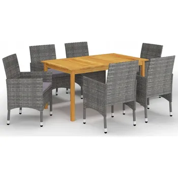 Zahradní nábytek z dřeva VidaXL, šedá souprava 7 ks