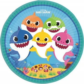 Party nádobí Papírové talířky BABY SHARK Narozeniny 23cm 8 ks