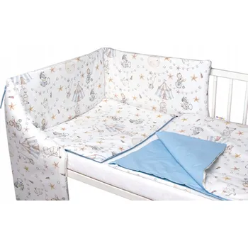 Příslušenství pro dětskou postel a kolébku 3D sada Mantinel s povlečením Baby Nellys Cirkus, modrá/bílá, 120x90