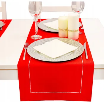 Prostěradlo Běžec na stůl odstíny červené a stříbrná, 180 x 40 cm