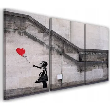 Obraz OBRAZ TRYPTYK Banksy Dívka s balónkem 60x40