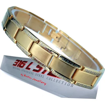 Náramek MEGA ZLATÝ PÁNSKÝ NÁRAMEK OCEL 316L