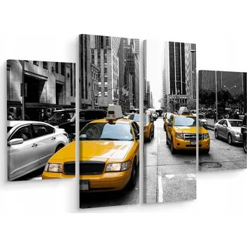 Obraz Obraz Čtyřdílný panoramatický taxi obraz v NYC 3D 80x60