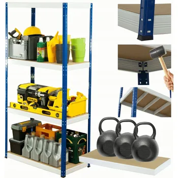 Dílenský regál Kovový regál do skladu, garáže, stojan HELIOS 180x75x45cm, 4 police, nosnost 350 kg