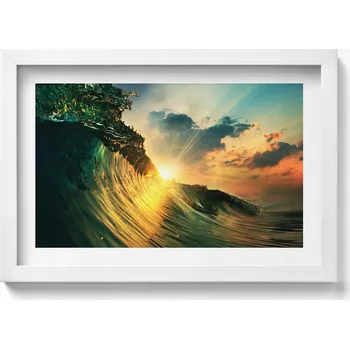 Obraz Dekorativní obraz v rámu do obýváku Vlna na moři a západ slunce 30x20 cm