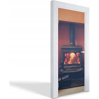 Fototapeta Dekorativní samolepka maskující na dveře, skříň, nábytek - motiv litinový krb, 75x205 cm