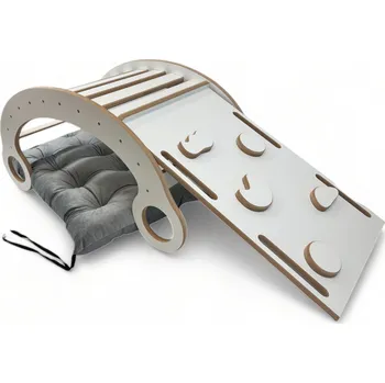 Dětská houpačka Houpačka Montessori skluzavka lezecká stěna polštář šedá