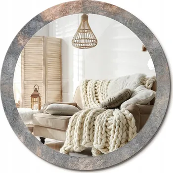 Zrcadlo Kulaté nástěnné dekorativní zrcadlo v skleněném rámu Vintage beton průměr 90 cm
