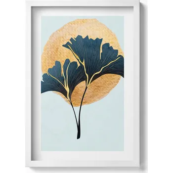 Obraz Dekorace obraz s grafikou v krásném rámu Ilustrace listů jinanu dvoulaločného 40x60 cm